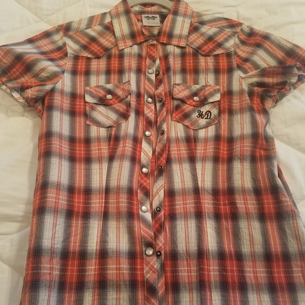 Short sleeve Harley-Davidson button down shirt
